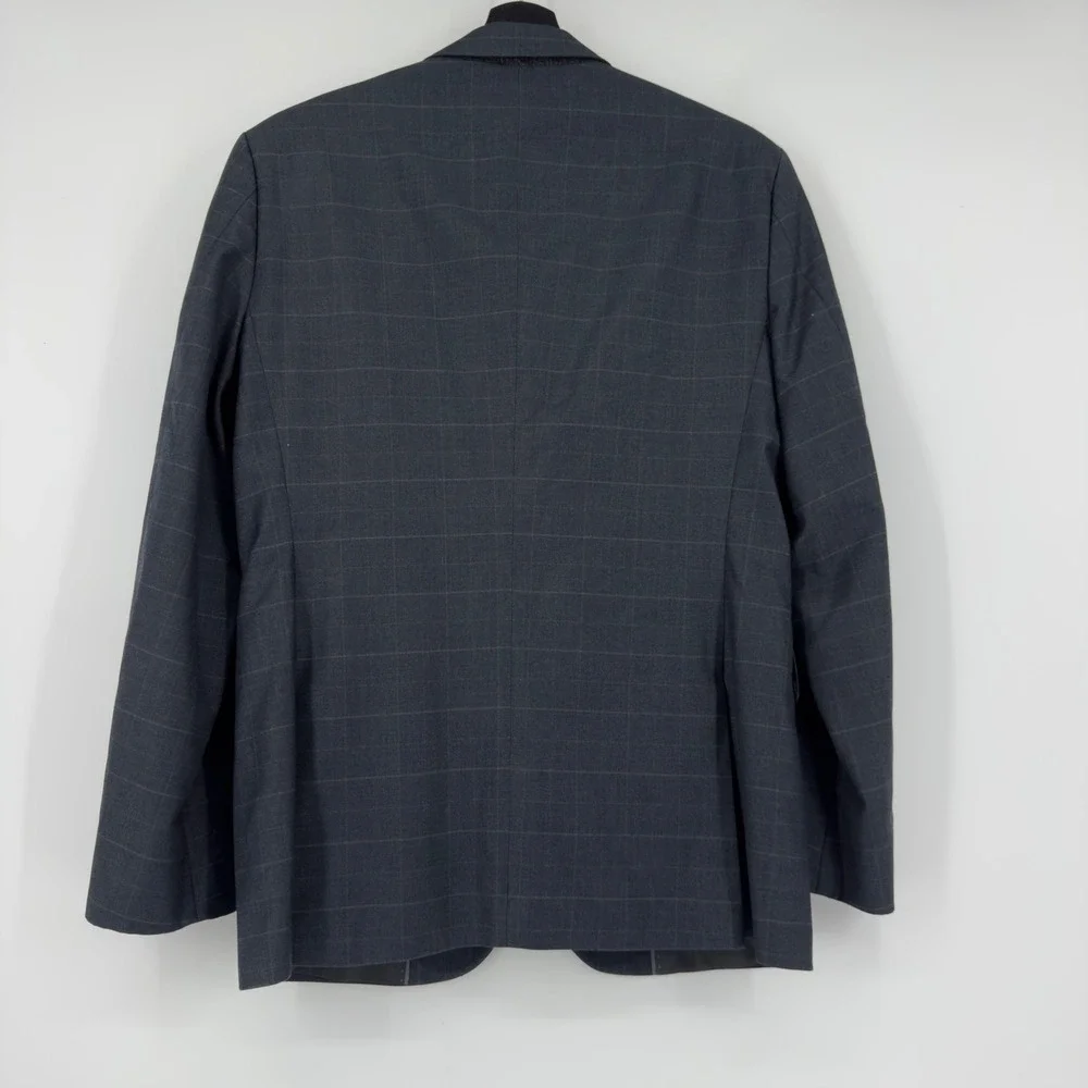 Banana Republic Mens 38S Tailored Fit Blazer Dark Gray Windowpane Plaid Jacket